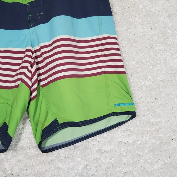 Patagonia Men Board Shorts Size 34 Striped Zipper Pocket Swim Surf Beach READ - Picture 2 of 14